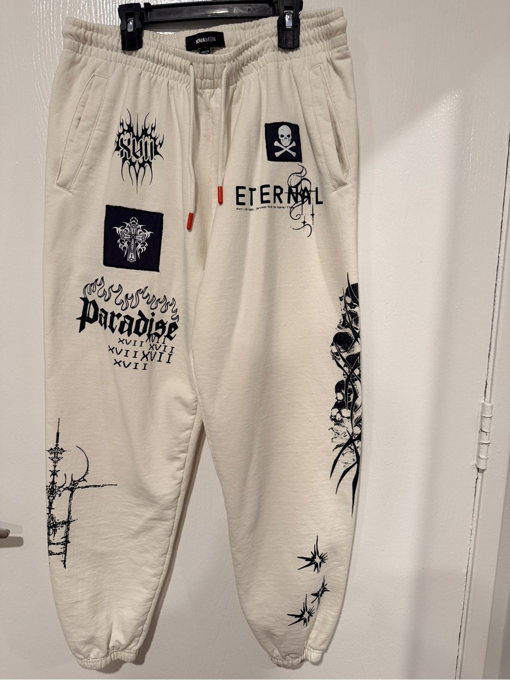 Unknown Brand Men’s Cream Graphic Jogger Sweatpants